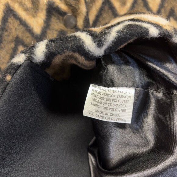 Anthropologie Luii Jacket Womens Small Brown Black Chevron Zig Zag Shawl Collar - Picture 11 of 11